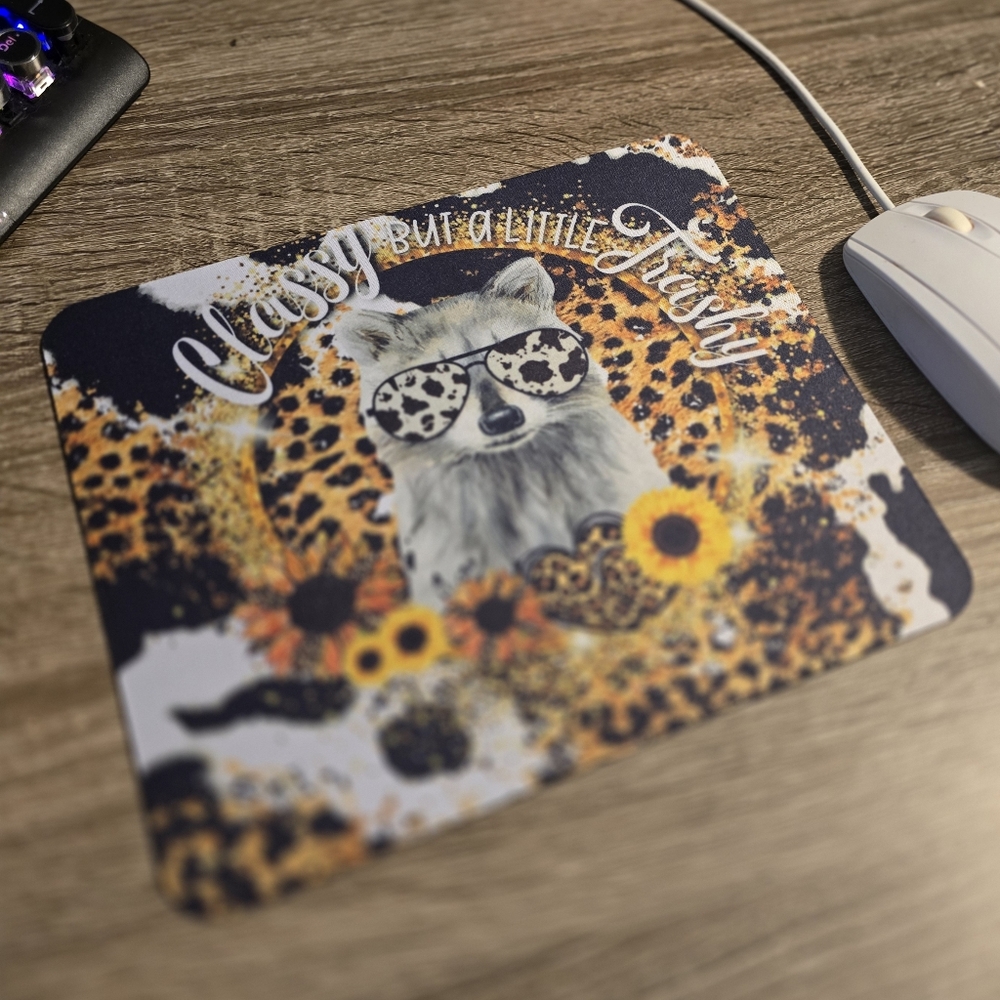 Classy Raccoon Print Mouse Pad